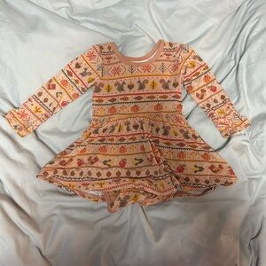 Little Sleepies - Long Sleeve Twirl Dress Bodysuit (Harvest Fair Isle)
